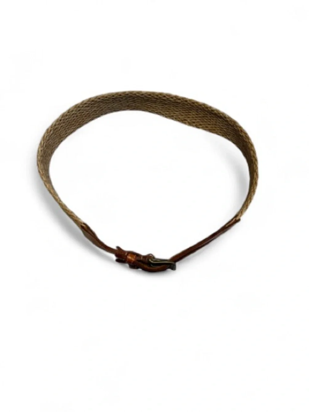 Vintage Banana Republic Woven Cotton and Leather Belt w/Double Brass Buckles